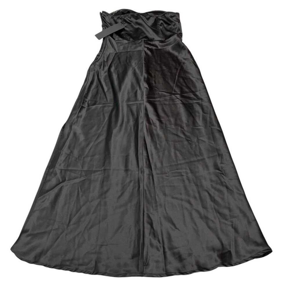 Know One Cares Dress Womens S Black Satin Corset Midi A Line Whimsigoth Fairy